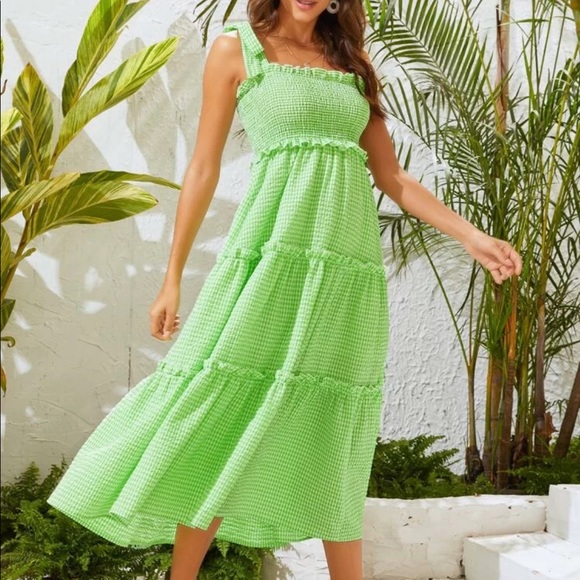 Green & white sleeveless dress - Picture 4 of 8